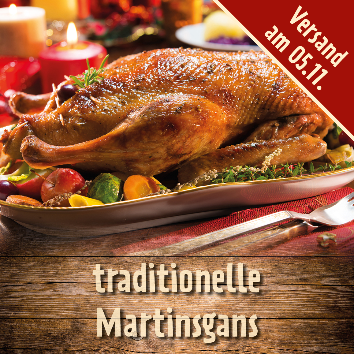 Martinsgans mit Sauce  für 4 bis 6 Personen